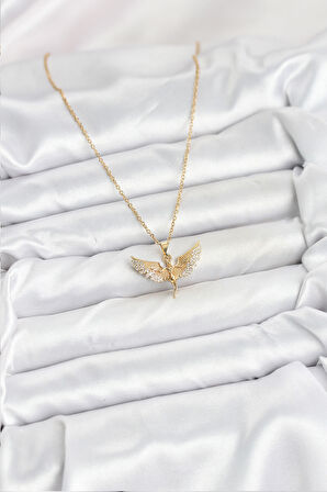 316L Çelik Zincir Gold Renk Melek Model Kadın Kolye