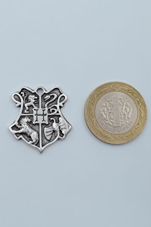 Harry Potter Hogwarts Sembol Gümüş Kaplama Kolye Ucu