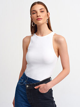 Halter Yaka T-shirt-Beyaz