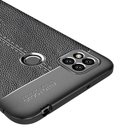 Smcase Xiaomi Redmi 9C Kılıf Deri Dokulu Silikon