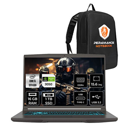 MSI Thin 15 i5 13420H 16GB 1TB SSD RTX3050/4GB 15.6" FHD 144Hz FDOS Gaming Laptop B13UC & ÇANTA