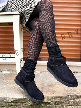 2  Çift Kadın Siyah Slouchy Çorap
