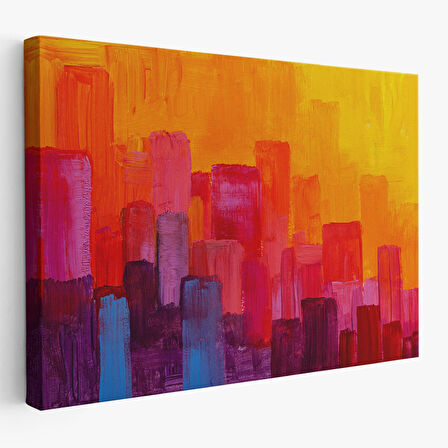 Harita Sepeti Renkli Şehir Silüeti Duvar Tablosu-1223