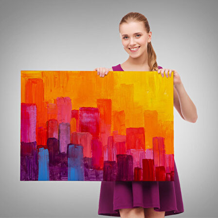 Harita Sepeti Renkli Şehir Silüeti Duvar Tablosu-1223