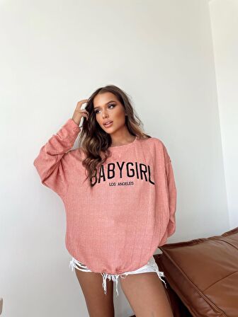 Baby Girl Los Angeles Pembe Oversize Kadın Kazak