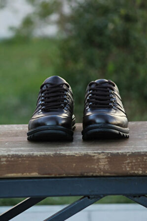 Erkek Sportif Kışlık Kundura Hakiki Deri  Kauççuk Dişli Taban Otobetik ve Bağlı