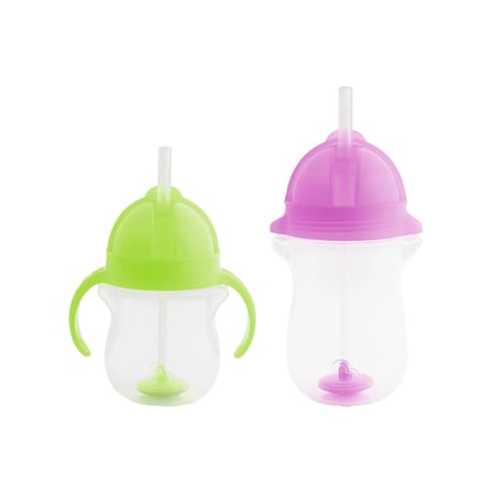 Munchkin Tıklama Kilitli Uçlu Pipetli Alıştırma Bardağı 6AY+ 207 ml Yeşil ve 12AY+ 296 ml Mor