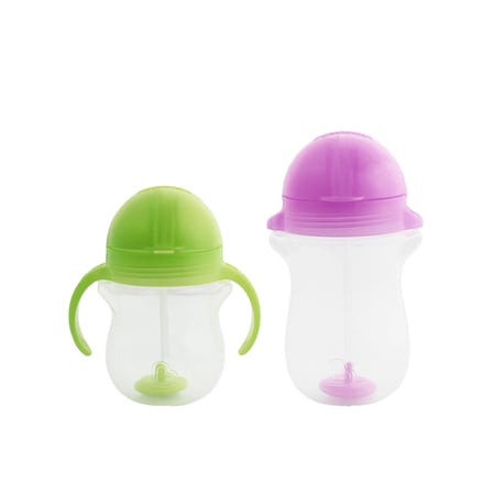 Munchkin Tıklama Kilitli Uçlu Pipetli Alıştırma Bardağı 6AY+ 207 ml Yeşil ve 12AY+ 296 ml Mor