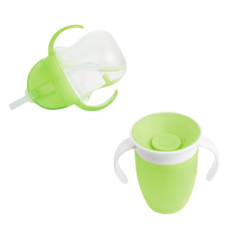 Munchkin Tıklama Kilitli Uçlu Alıştırma Bardağı 6Ay,207Ml,Yeşil +Munchkin  360° Alıştırma Bardağı, 6Ay+, 207Ml,Yeşil