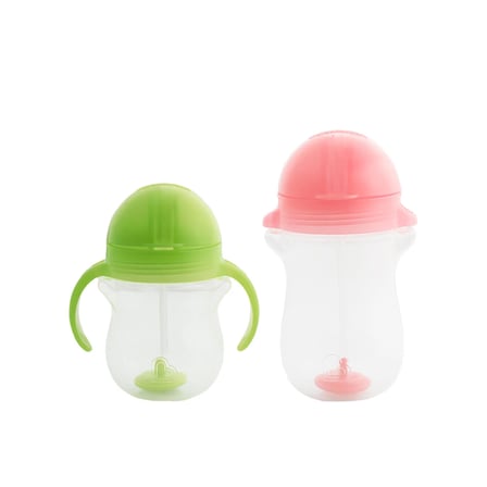 Munchkin Tıklama Kilitli Uçlu Pipetli Alıştırma Bardağı 6AY+ 207 ml Yeşil ve 12AY+ 296 ml Pembe