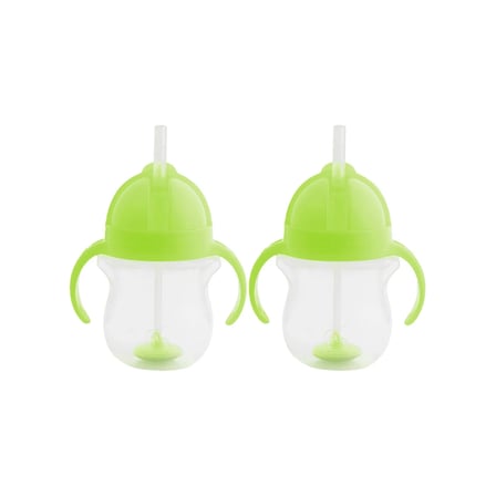 Munchkin Tıklama Kilitli Uçlu Pipetli Alıştırma Bardağı, 6ay+, 207ml, Yeşil, 2li Paket