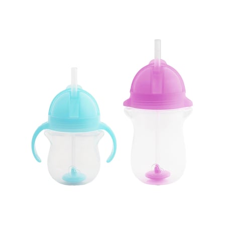 Munchkin Tıklama Kilitli Uçlu Pipetli Alıştırma Bardağı 6AY+ 207 ml Mavi ve 12AY+ 296 ml Mor