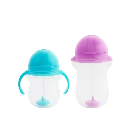 Munchkin Tıklama Kilitli Uçlu Pipetli Alıştırma Bardağı 6AY+ 207 ml Mavi ve 12AY+ 296 ml Mor