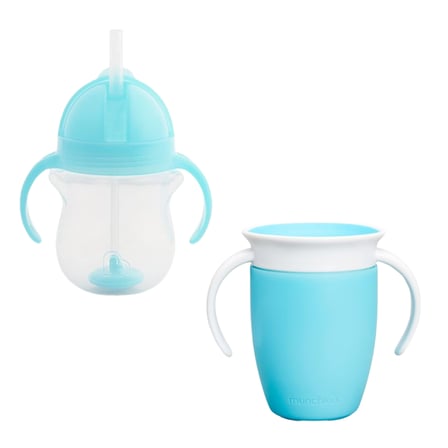 Munchkin Tıklama Kilitli Uçlu Alıştırma Bardağı 6Ay+,207Ml,Mavi +Munchkin  360° Alıştırma Bardağı, 6Ay+, 207Ml,Mavi