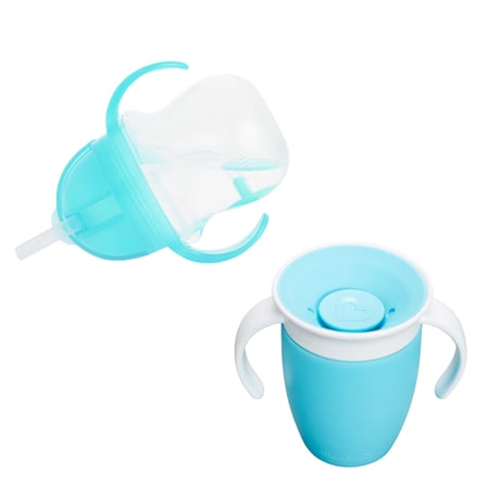 Munchkin Tıklama Kilitli Uçlu Alıştırma Bardağı 6Ay+,207Ml,Mavi +Munchkin  360° Alıştırma Bardağı, 6Ay+, 207Ml,Mavi
