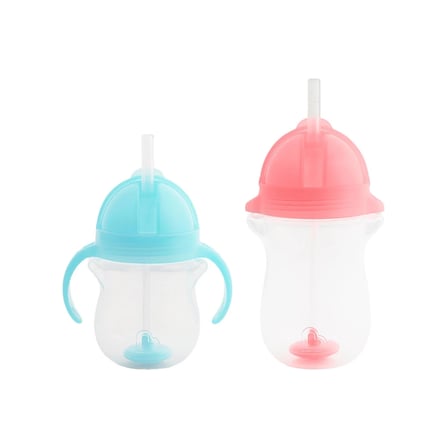 Munchkin Tıklama Kilitli Uçlu Pipetli Alıştırma Bardağı 6AY+ 207 ml Mavi ve 12AY+ 296 ml Pembe