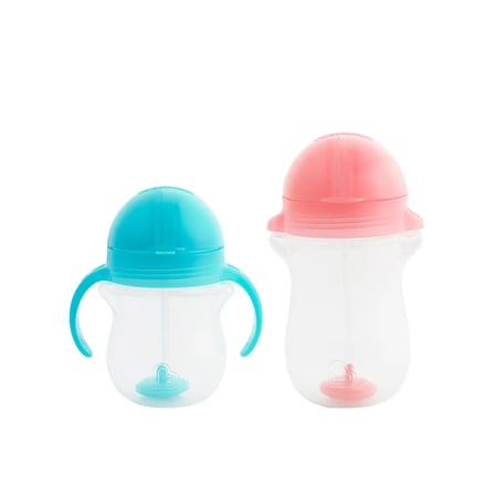 Munchkin Tıklama Kilitli Uçlu Pipetli Alıştırma Bardağı 6AY+ 207 ml Mavi ve 12AY+ 296 ml Pembe