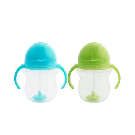 Munchkin Tıklama Kilitli Uçlu Pipetli Alıştırma Bardağı, 6ay+, 207ml, Mavi-Yeşil,2 Adet