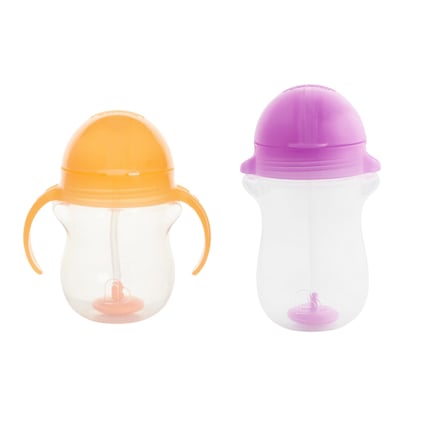 Munchkin Tıklama Kilitli Uçlu Alıştırma Bardağı 6AY+207 ml ,turuncu, 12AY+297 ml Mor