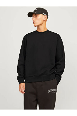 Erkek Bisiklet Yaka Düz Renk Sweatshirt - 12259945