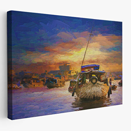 Harita Sepeti Vietnam'ın Mekong Yüzen Pazar Tho'da Tekne Tablosu-1225