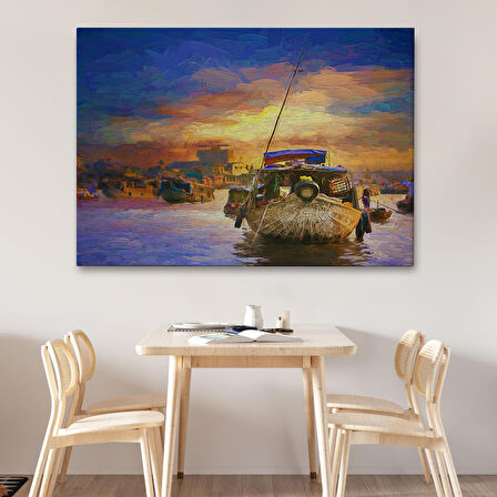 Harita Sepeti Vietnam'ın Mekong Yüzen Pazar Tho'da Tekne Tablosu-1225