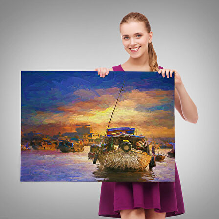 Harita Sepeti Vietnam'ın Mekong Yüzen Pazar Tho'da Tekne Tablosu-1225