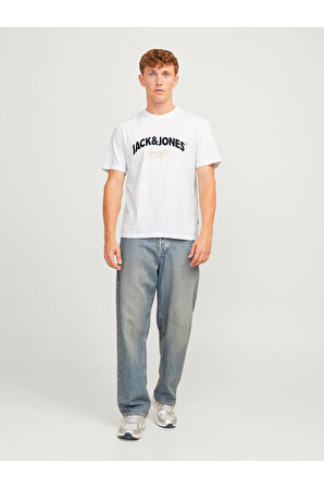 Jack Jones Erkek Pamuklu Siyah Bisiklet Yaka Tişört 12262348