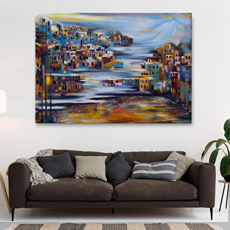 Harita Sepeti Volkan Eteğindeki Kasaba Duvar Tablosu-1226