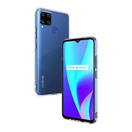 Smcase Realme C15 Kılıf Lüks Silikon  Nano Ekran Koruyucu