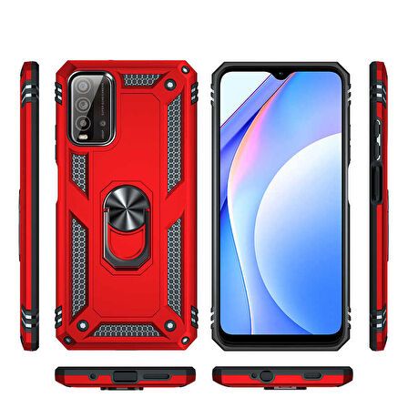 Gpack Xiaomi Poco M3 Kılıf Vega Tank Standlı Yüzüklü Mıknatıslı
