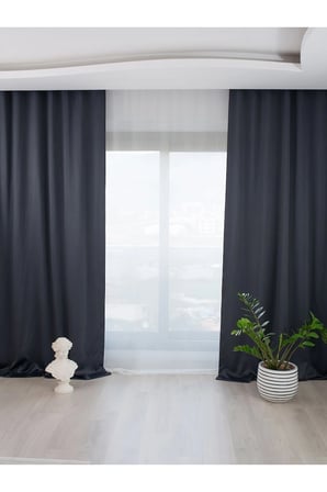 Lacivert Pilesiz Büzgülü Ekstraforlu Işık Geçirmez Blackout Fon Perde