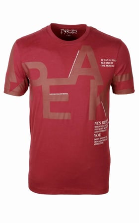Erkek Tişört Bisiklet Yaka Bordo %100 Pamuk Slim Fit Baskılı T-shirt NCS JEANS 1227