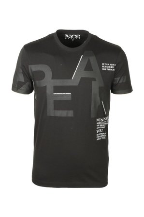 Erkek Tişört Bisiklet Yaka Siyah %100 Pamuk Slim Fit Baskılı T-shirt NCS JEANS 1227
