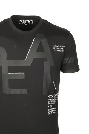Erkek Tişört Bisiklet Yaka Siyah %100 Pamuk Slim Fit Baskılı T-shirt NCS JEANS 1227