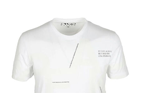 Erkek Tişört Bisiklet Yaka Beyaz %100 Pamuk Slim Fit Baskılı T-shirt NCS JEANS 1227