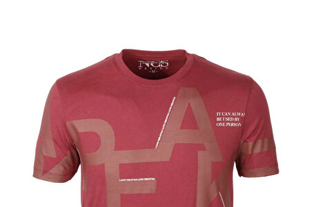 Erkek Tişört Bisiklet Yaka Bordo %100 Pamuk Slim Fit Baskılı T-shirt NCS JEANS 1227