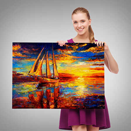 Harita Sepeti Okyanustaki Büyük Yelkenli Duvar Tablosu-1227