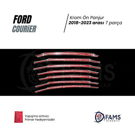 Ford Courier Krom Ön Panjur 7 Parça 2018-2023 Paslanmaz Çelik