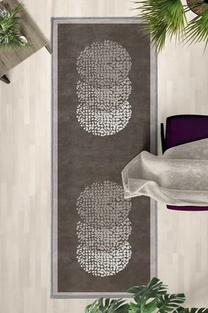 Yıkanabilir Kaymaz Alice Dijital Baskılı Yolluk Halı Tüy Tutmaz Mürdüm
