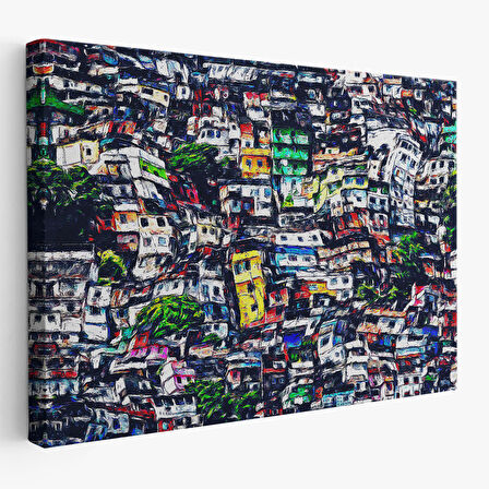 Harita Sepeti Kalabalık Şehir Manzarası Duvar Tablosu-1228
