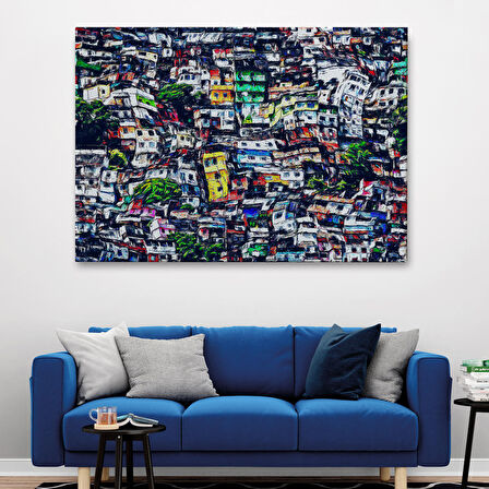 Harita Sepeti Kalabalık Şehir Manzarası Duvar Tablosu-1228