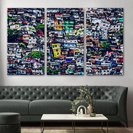 Harita Sepeti Kalabalık Şehir Manzarası Duvar Tablosu-1228