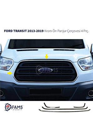 Transit Krom Ön Panjur Çerçevesi 4 Parça 2013-2019 Paslanmaz Çelik