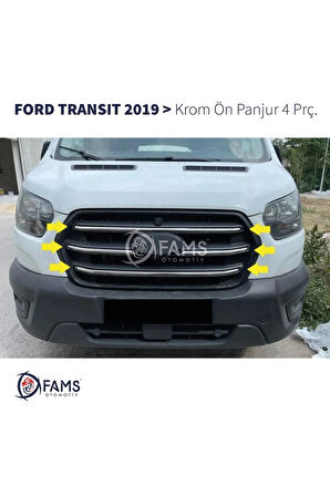 Ford Transit Krom Ön Panjur 4 Parça 2019 Ve Üzeri Paslanmaz Çelik