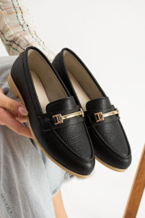 Kadın Babet Siyah Suni Deri Babet Rahat Hafif Babet Günlük Babet Siyah