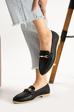 Kadın Babet Siyah Suni Deri Babet Rahat Hafif Babet Günlük Babet Siyah