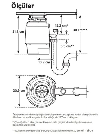 INSINKERATOR ISE P700 SR-2 A/S PNOMATİK DÜĞMELİ ÇÖP ÖĞÜTÜCÜ