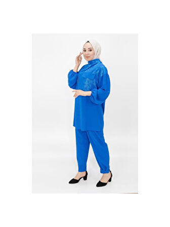 Puane Aerobin Kumaş Yaka Fermuar Detaylı İkili Kadın Takım Elbise 14207