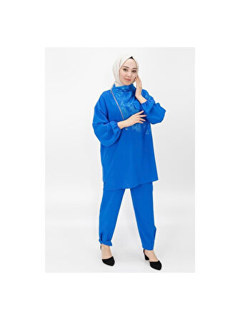 Puane Aerobin Kumaş Yaka Fermuar Detaylı İkili Kadın Takım Elbise 14207